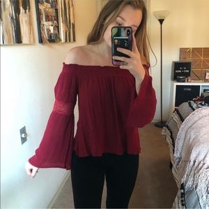 Red Off the Shoulder Top Size Small